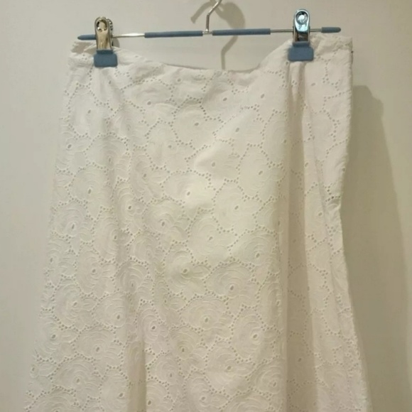Autograph White Cotton Eyelet A-line Skirt Size 10 - Picture 1 of 6